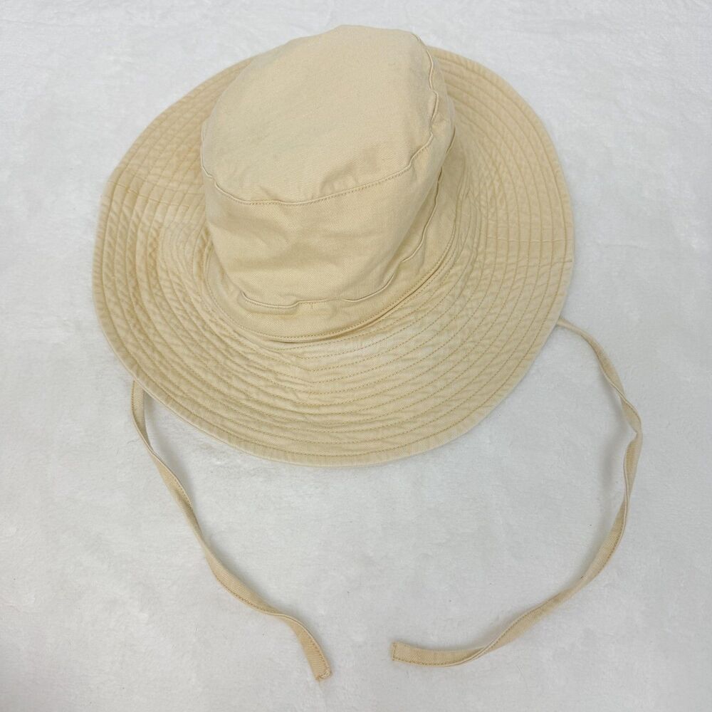 Rahi Lake Washed Sun Hat Womens Adjustable One Size Light Yellow Wide Brim